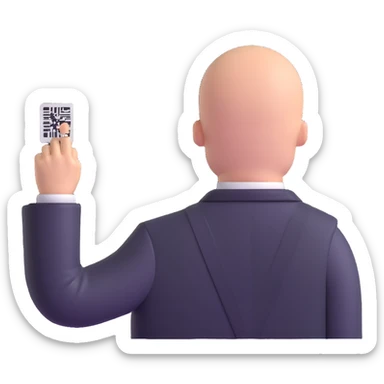 hitman agent with bald head and barcode sticker