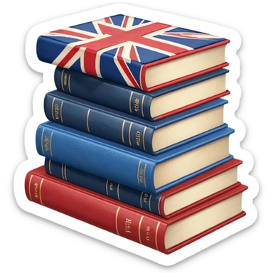 stack of books with the UK flag sticker