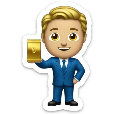 Posh-man-with-blue-suit-offering-goldbar sticker
