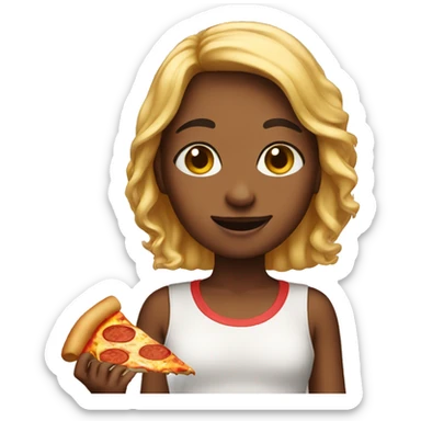 Girl with pizza sticker