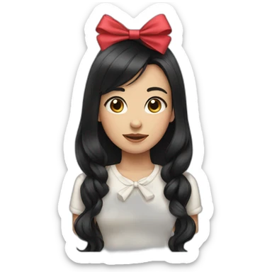 girl with black hair with bow sticker
