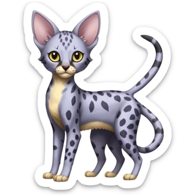 Liepard-Purrloin-Lykoi-Sphynx-Serval-fusion-Hybrid, full body sticker