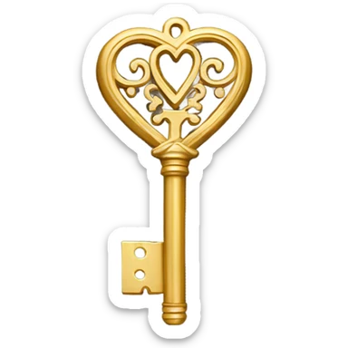 Golden heart key sticker