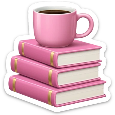 Pink Books and Cute Coffee  sticker
