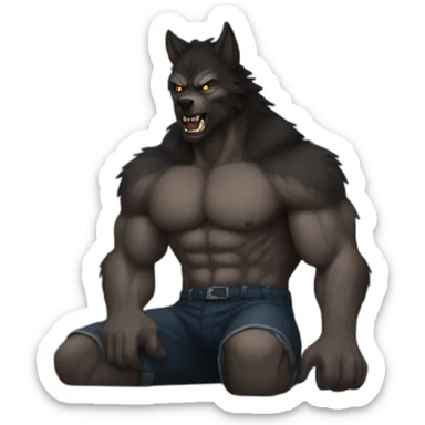 Lonely werewolf dark sitting muscular sticker