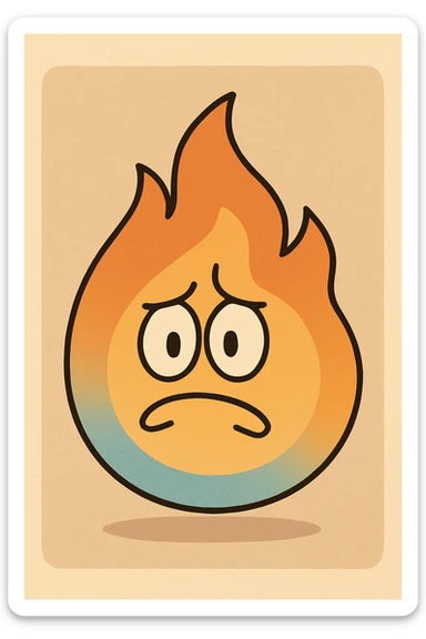 classic fire emoji with blue to orange gradient, flat style, bold and clean, matching reference image sticker