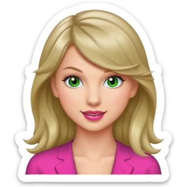 Smiling taylor swift with green eyes long hair pink lips sticker