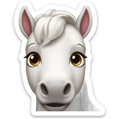 White horse pink nose bleu eyes brown ears sticker