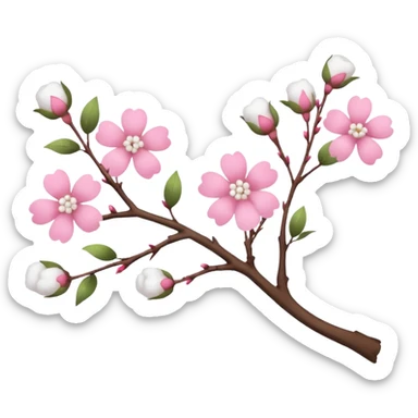 tree branch decorated with flowers and cotton sticker