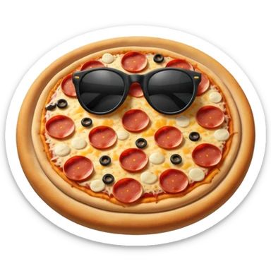 Pizza with black sunglasses sticker