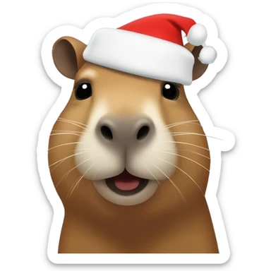 Capybara with santa’s hat sticker
