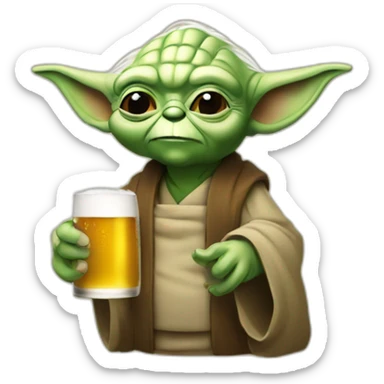Yoda qui bois une bière sticker