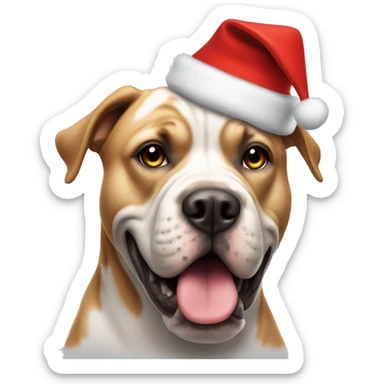 XL BULLY dog wearing Christmas hat sticker