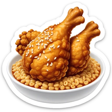 Cinematic Realistic Korean Fried Chicken Dish Emoji, depicted as crispy, golden-fried chicken glazed in a tangy sauce rendered with detailed textures and vibrant, dynamic lighting. sticker