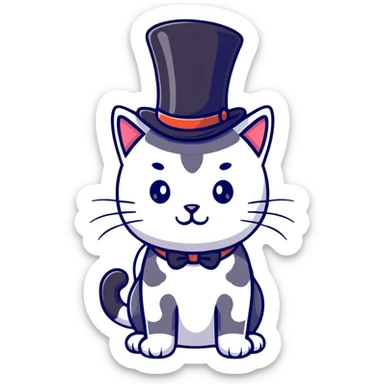 A cat elegant wearing top hat  sticker
