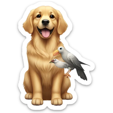 Golden retriever carrying a bird  sticker