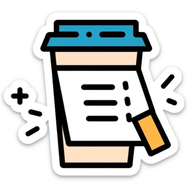 Coffee cup and checklist note connected by a paperclip, representing habit stacking concept sticker