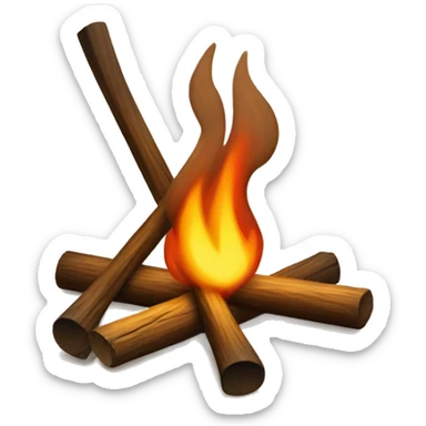camp fire with only 2 timbers crossing like a “X” sticker