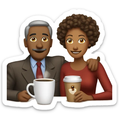 Brown mom tan dad drinking coffee on christmas sticker