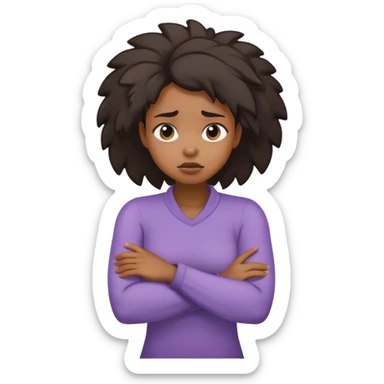 black girl arms crossed holding neck looking stressed crashing out sticker