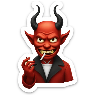 The devil smoking a cigarette sticker