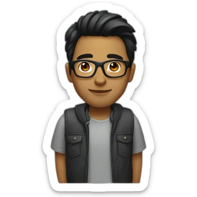 tech nerd dark straight hair no glasses sticker