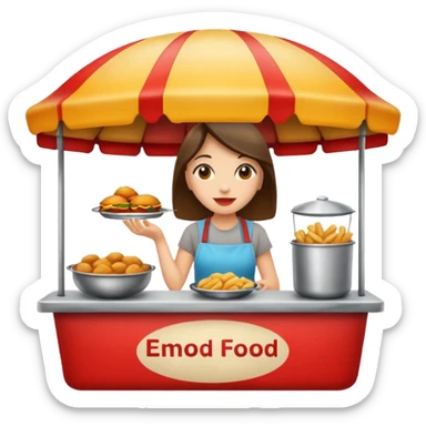 woman with street food sticker