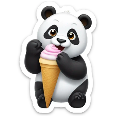 Panda eating ice cream sticker