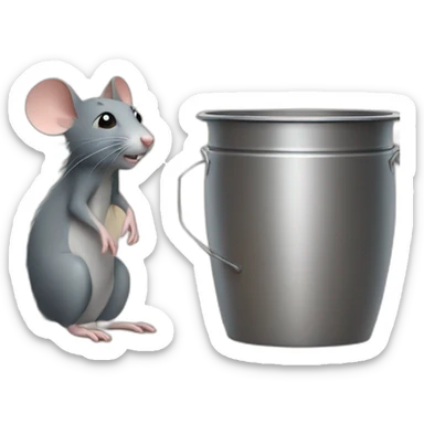 Remy the rat standing beside a big pot sticker
