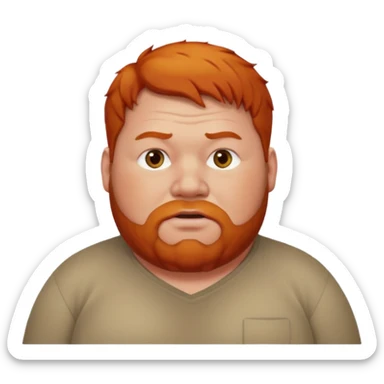 A fat man who is ginger and has a red face with no facial hair  sticker