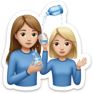 una chica soltando encima de la cabeza de otra chica sticker