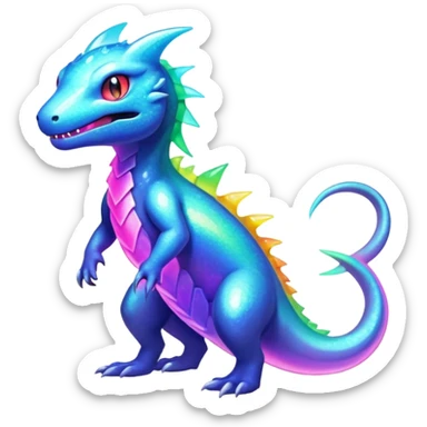 Rainbow crystalic Shiny pastel Salandit-Aurorus-Noibat-Fakémon-hybrid-creature (full body)  sticker