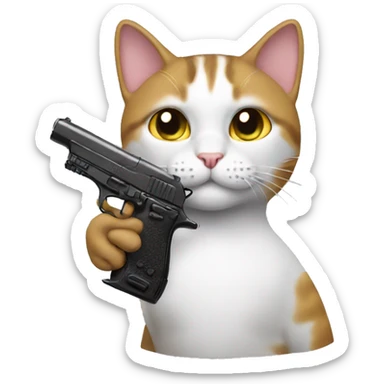 Cat with pistol sticker