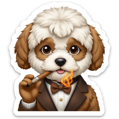 White malti -poo smoking a cigar sticker