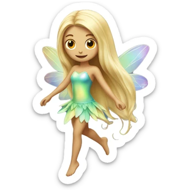 Iridescent fairy flying long hair blonde full body sticker