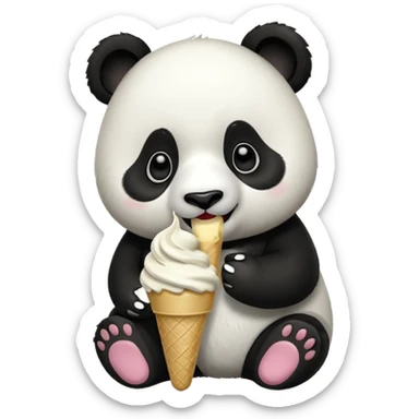 Panda eating ice cream sticker