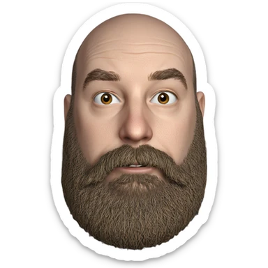 bald man with beard gazing sticker