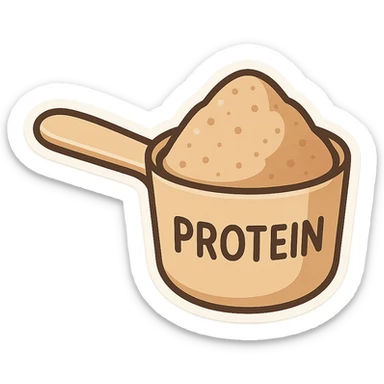 measuring spoon with protein inside sticker