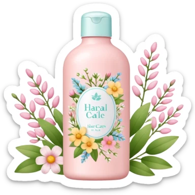 , flower)

bottle of hair care product with seasonal symbols around sticker
