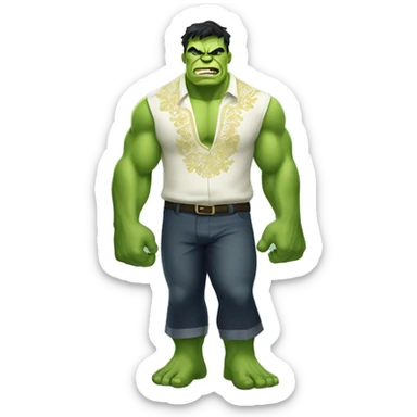 Hulk mascot wearing slacks and barong tagalog sticker