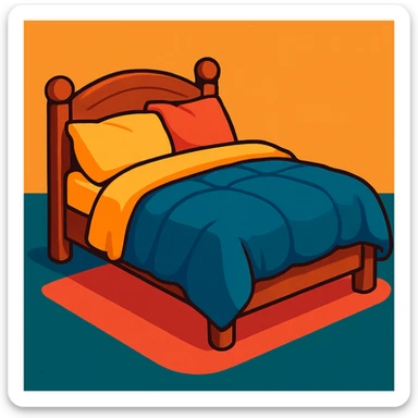 a bed, soft and inviting, modern illustration style sticker