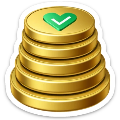 coin stack with a green checkmark emoji indicating initial account balance sticker
