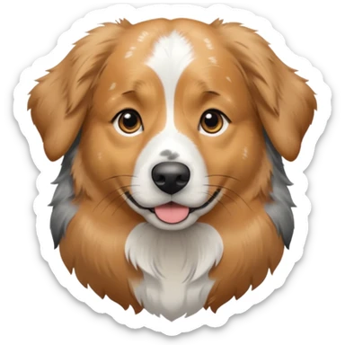 Australian Shepherd golden retriever tan eyebrows  black and speckled grey fur on chest. "No white" sticker