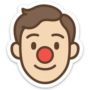 face with red clown nose, digital illustration sticker
