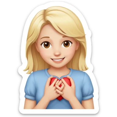 Blonde girl grabbing her heart loving sticker