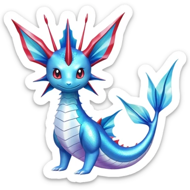 Shiny iridescent Vaporeon-Milotic-Latios-fakemon-hybrid sticker