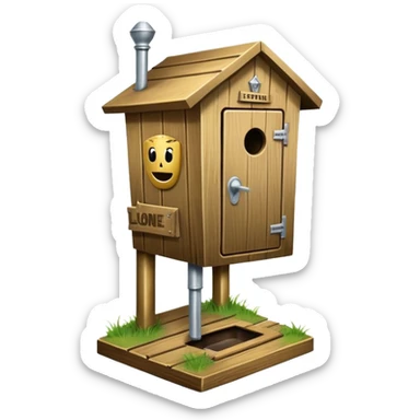 A "I STINK AT FANTASY FOOTBALL" trophy featuring an outhouse-shaped figure with legs on a metallic base - perfect for commemorating league losers.​​​​​​​​​​​​​​​​ sticker