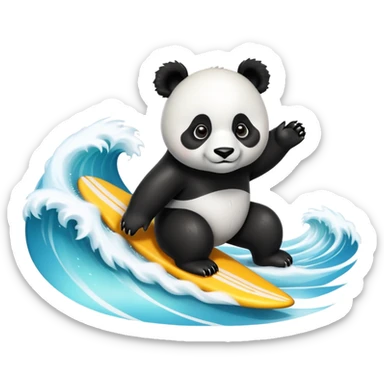 panda surfing on a wave sticker