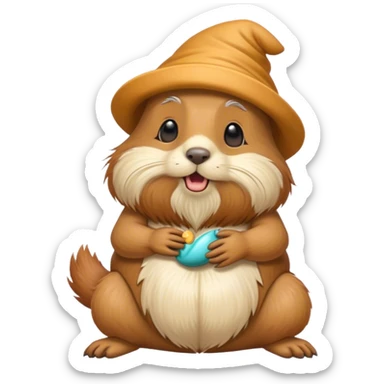 Prarie dog gnome thing playing with its belly  sticker