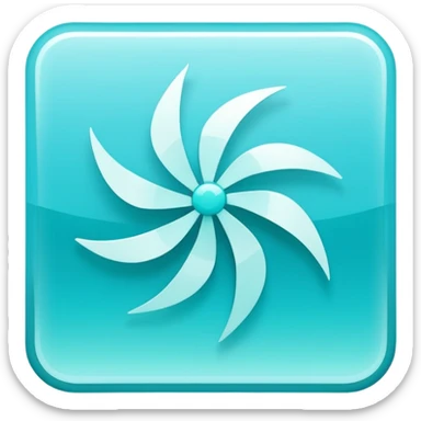 a Tiny compressed Stylized light-turquoise wind wind symbol inside a pastel gradient white square icon, light turquoise thick borders sticker